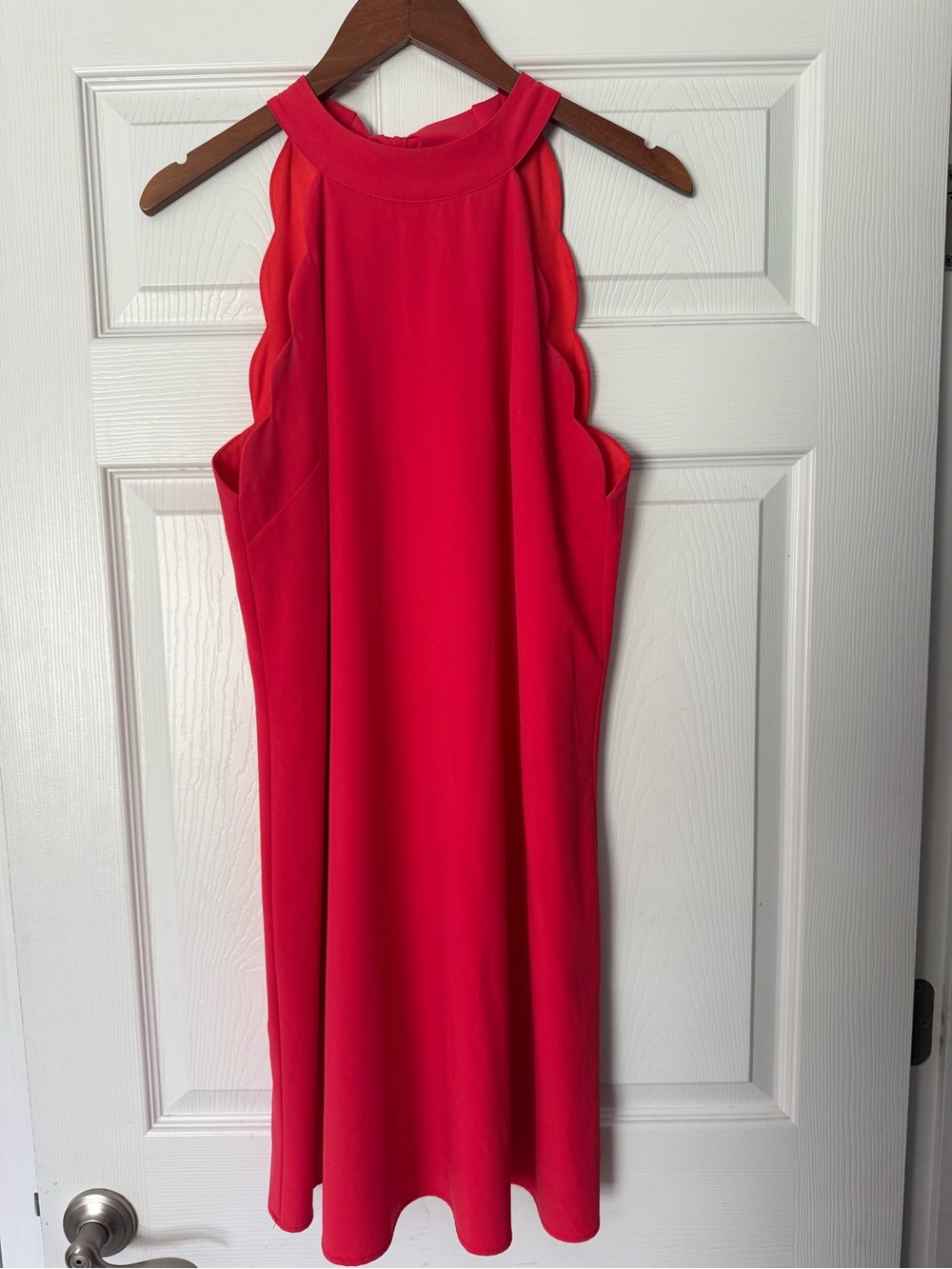 HYFVE Bright Red Scalloped Halter Mini Dress